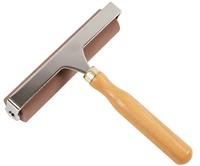 Linoleumsulle/gummivalse - 15 cm - rødbrun valse og træhåndtag